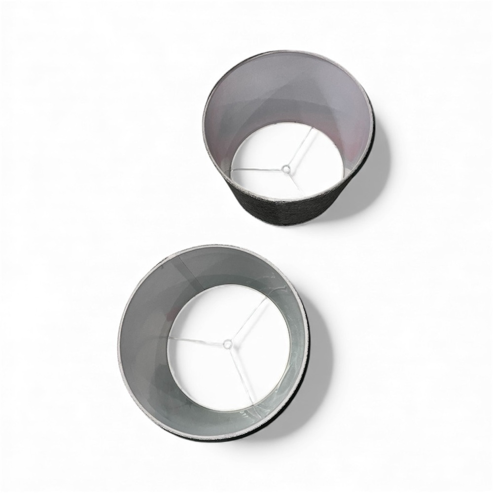 Set of Two Gray Fabric Lamp Shades - Picture 3 of 6